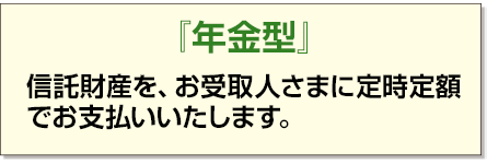 「年金型」 信託財産を、お受取人さまに定時定額でお支払いいたします。