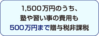 1,500万円のうち、塾や習い事の費用も500万円まで贈与税非課税